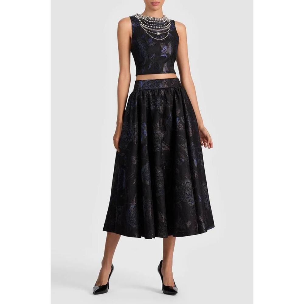 Alice + Olivia Nilda Voluminous Midi Skirt in Black 2 - Picture 2 of 7